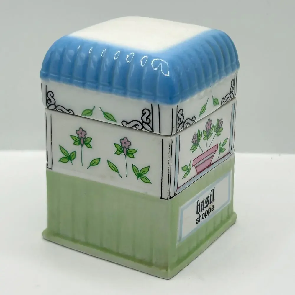 EPI International 1990 Spice Market Collection Basil Porcelain Spice Jar VNTG